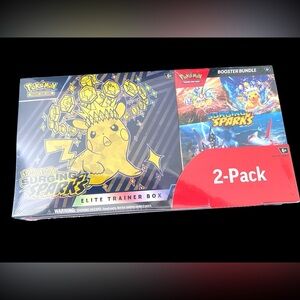 NEW SEALED Pokemon Surging Sparks ETB + Booster Bundle Costco 2 Pack